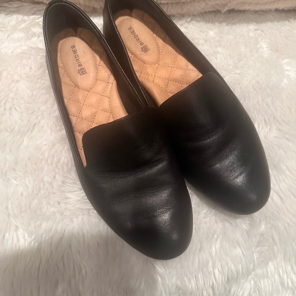 Birdies Black Leather Flats